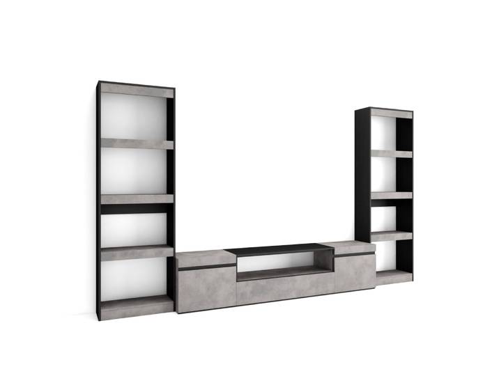 Ensemble meuble tv effet bois ciment 320x35x186cm