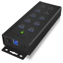 ICY BOX 7 Port USB 3.0 Hub, 1x QC 3.0 Ladeanschluss, 2x BC 1.2 Ladeanschlüsse, Aluminium-Gehäuse