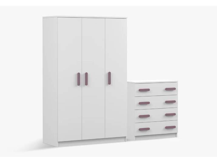 Drehtürenschrank und Kommode 2er-Set JONAS I 19/JONAS I 02 Weiß Weiß Erika