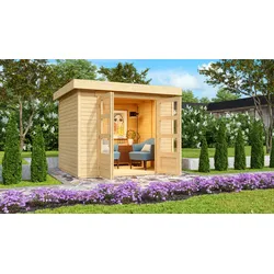 Karibu Gartenhaus "Calabar 3" SET naturbelassen mit Boden und Dachfolie