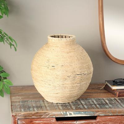 ARCILLA ELEMENTAL Beige Seagrass Handmade Wrapped Vase