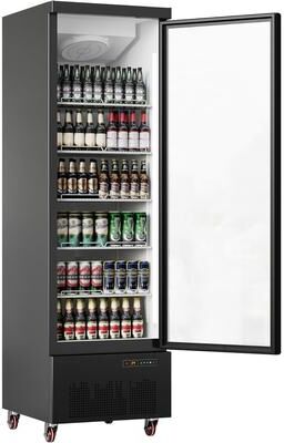 YUN 17.7 Cu.Ft Commercial Beverage Refrigerator, Glass Door Cooler with Shelves