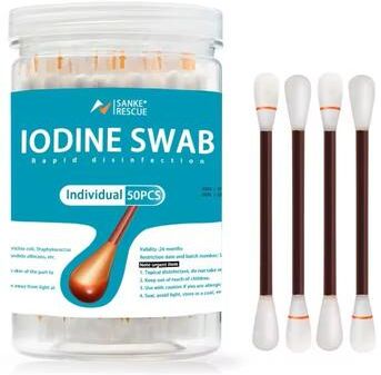 Uplift Essentials 50 Piece Disposable Disinfection Swab Set For First Aid Alcohol Or Iodine Use bottled Iodine Swabs (50 Pcs)