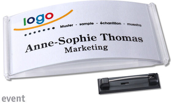 badgetec 10 Unidades - Tarjetas identificativas prendedor event 75 x 37 mm, plástico, transparente
