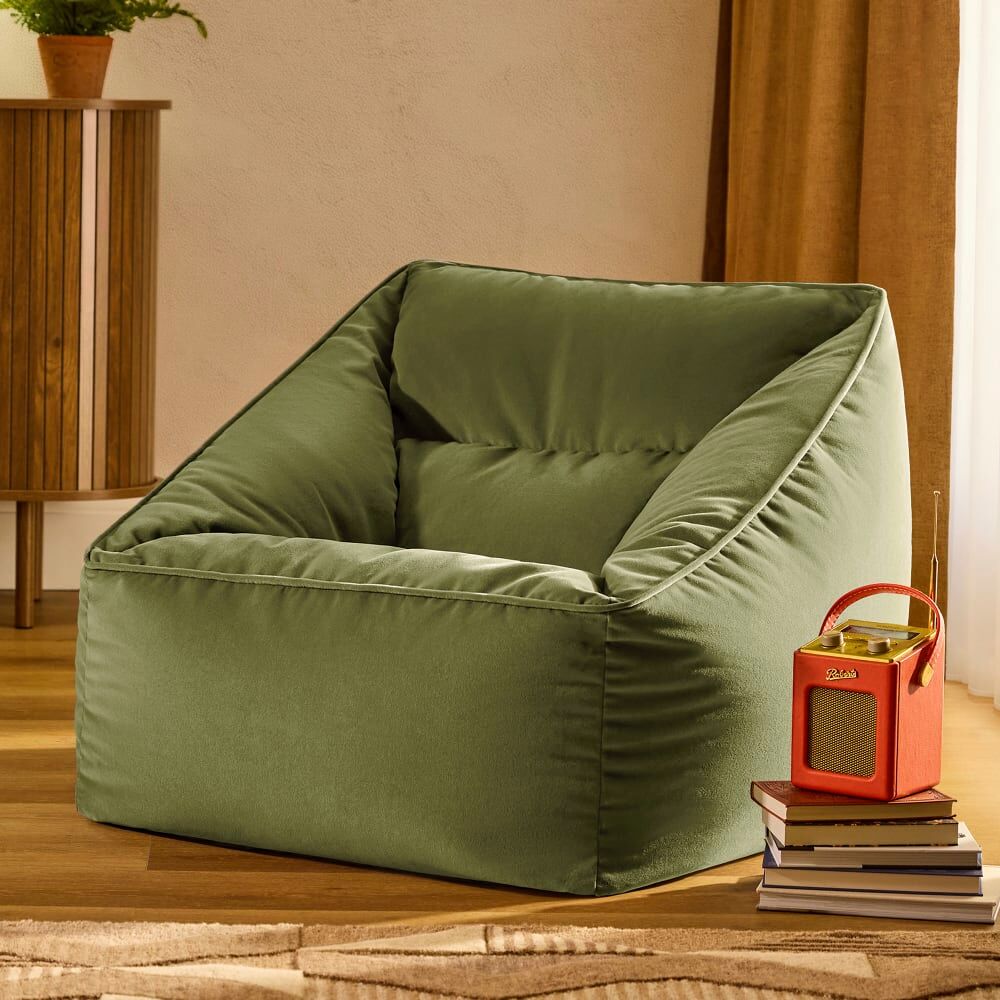 Icon Pouf poire fauteuil velours vert olive Vert 70x65x70cm