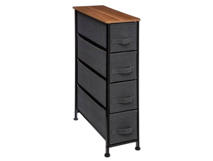 5five Simply Smart Badregal mit Textilschubladen, Anthrazit, Metall, 20x75x48 cm, Badezimmer, Badezimmerregale, Badregale