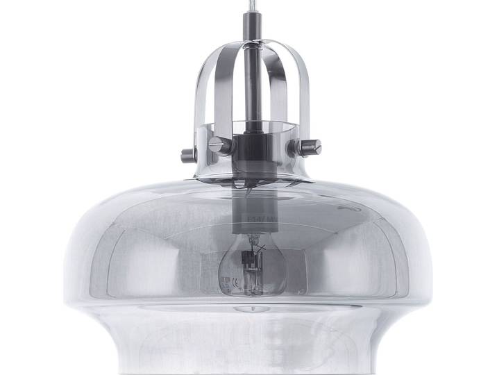 BELIANI Hängeleuchte Grau Rauchglas und Metall mit Schirm in Glockenform Industrielles Design