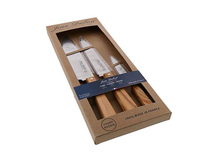 Jean Dubost SET 3 PIECES CUISINE MANCHE OLIVIER TRADITION\, Marron
