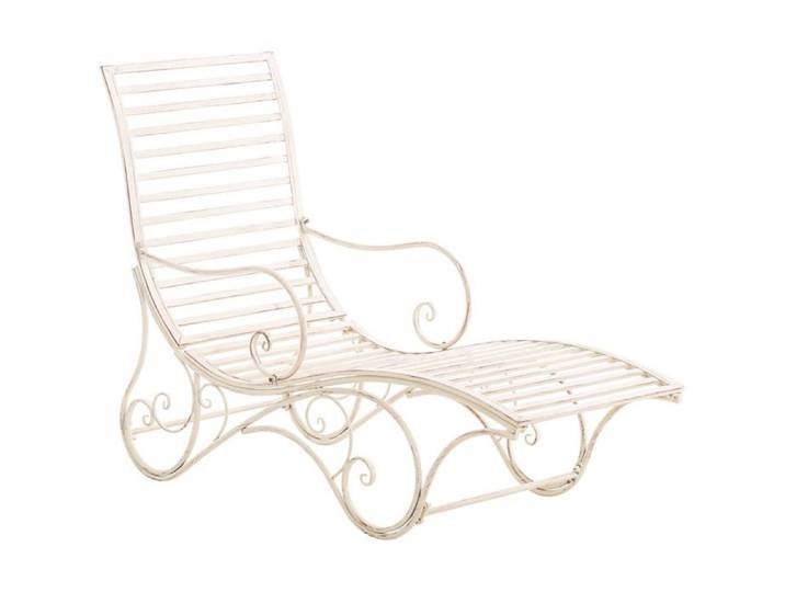 Chaise longue pour jardin transat en metal creme vieilli MDJ10214