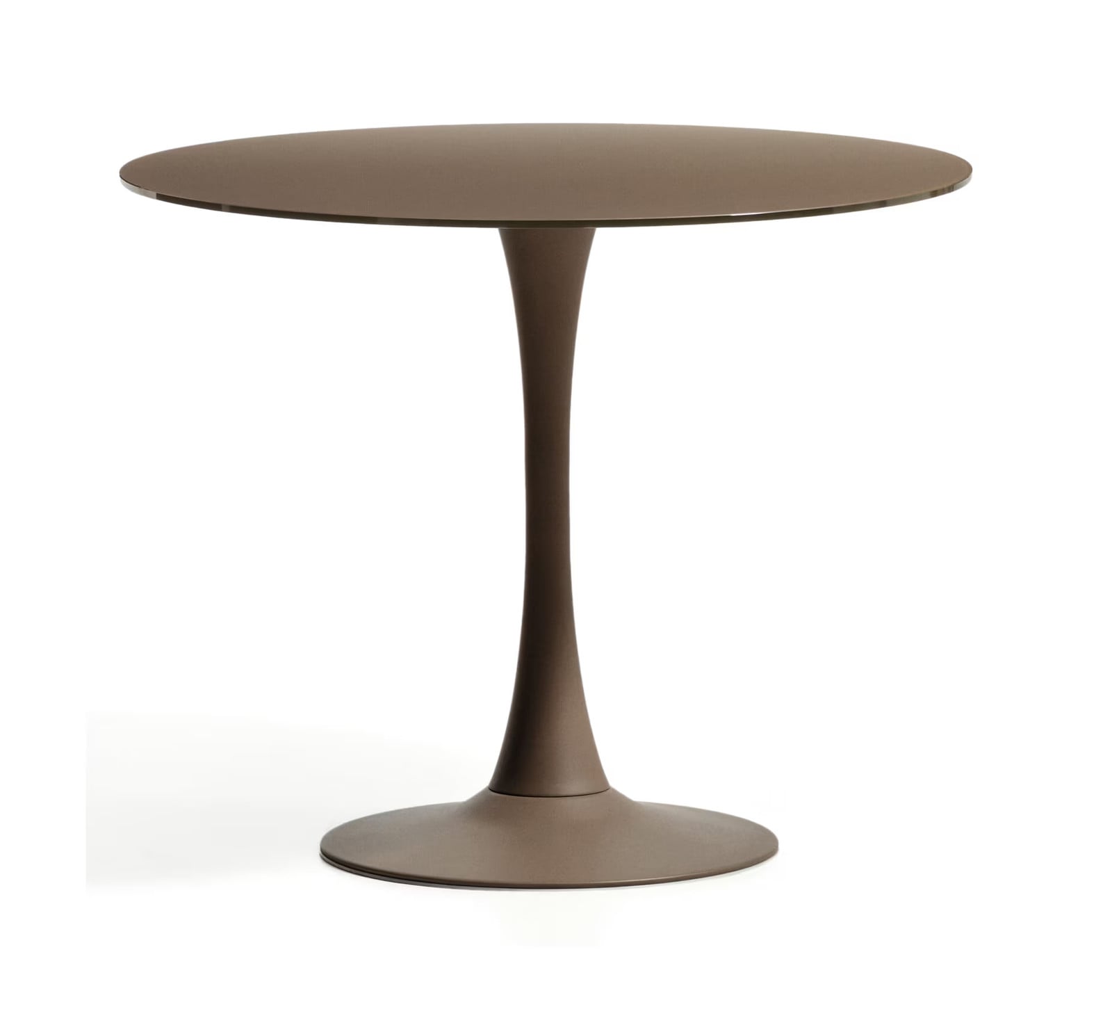 Kave Home Vedira Ronde Bistrotafel met Glazen Blad, Donkerbruin, Ø90 cm