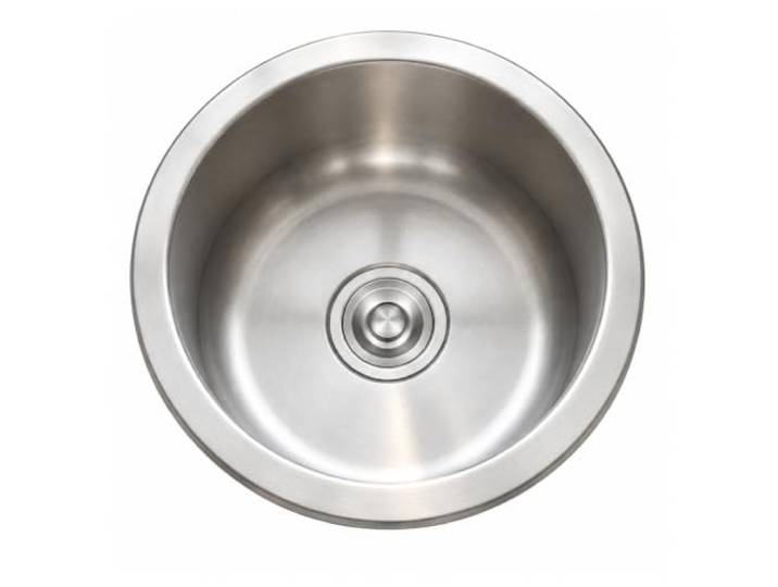 Kferfft 40,6 cm silberne runde Wohnwagen-Spüle, Edelstahl, Aufsatzstange SUS304 Edelstahl runde Einzelbecken-Spüle mit Ablaufgarnitur und Zubehör, ideal für Wohnmobile und Kompaktküchen
