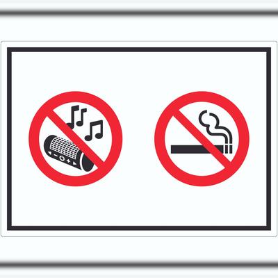 HB-Druck Aufkleber Musik und Rauchen verboten Symbol A2 (420x594mm)