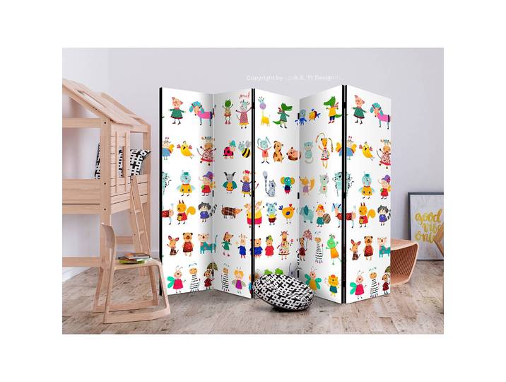 Paravent Cartoon Pets Fleece Multicolor 225 x 172 x 3cm