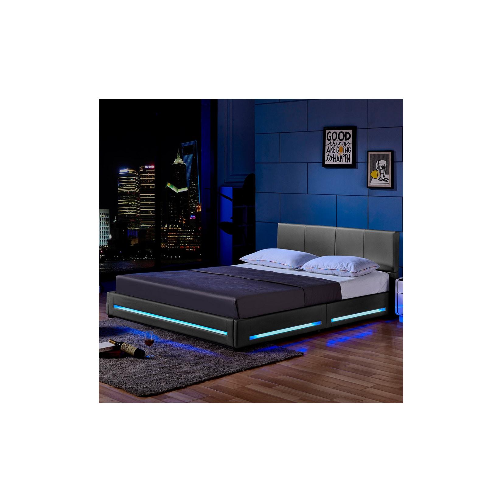HOME DELUXE LED Bett ASTEROID - 180 x 200 cm Dunkelgrau
