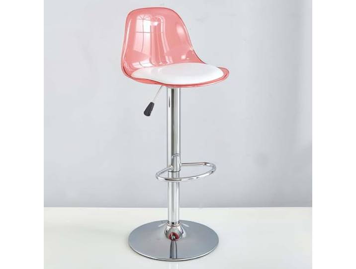 GAOCUNBING Barhocker aus transparentem Acryl, PU-Leder, mittlere Rückenlehne, Frühstücksbarhocker, verstellbarer Drehstuhl, transparenter Stuhl für Kücheninsel, Pub, Rosa, 60–80 cm