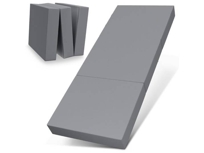 ELONEO Matelas Pliant 3 Parties Mousse Épaisse 15 cm Lavable Pour Adulte 75x195x15 cm gris