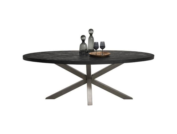 Ambia Home Esstisch, Schwarz, Holz, Metall, Akazie,Akazie, teilmassiv, 2-Schicht,teilmassiv, 2-Schicht, Holz, oval, eckig, 110x76x220 cm, Esszimmer, Esstische, Esstische
