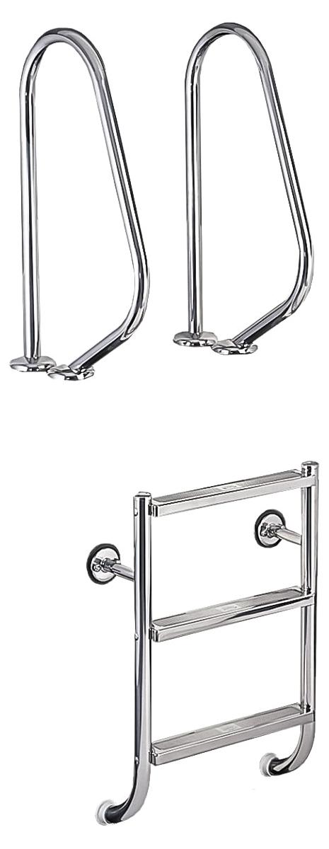 Geteilte Leiter Edelstahl V2A | 4 Edelstahlstufen