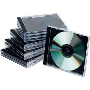 Q-Connect CD-Hüllen KF02209, 140 x 124 mm, Jewel Case, transparent-schwarz, für je 1 Disc, 10 Stück