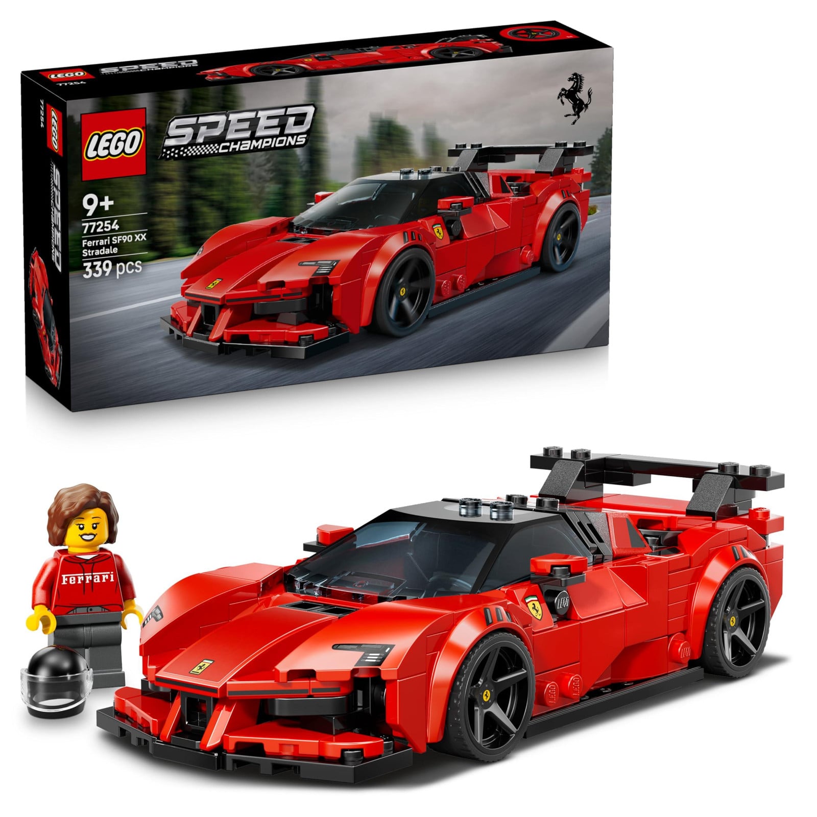 LEGO Speed Champions Ferrari SF90 XX Stradale modelbouwspeelgoed met coureur minifiguur, 77254