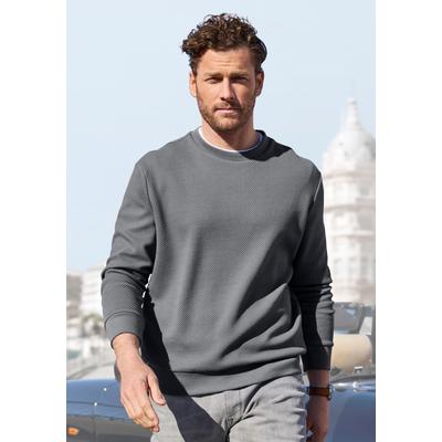 Sweatshirt JOHN DEVIN "aus Struktur-Qualität, relaxed fit", Herren, Gr. S (44/46), grau, Obermaterial: 83% Baumwolle, 16% Polyester, 1% Elasthan, unifarben, relaxed fit, Rundhals, angesetztes Bündchen, Sweatshirts Sweatshirt, in Struktur-Qualität,...