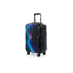 Suitline - Bordkoffer Handgepäck 55x35x20 cm, Trolley Hartschale glänzend , 4 Rollen,TSA, Neon Blue