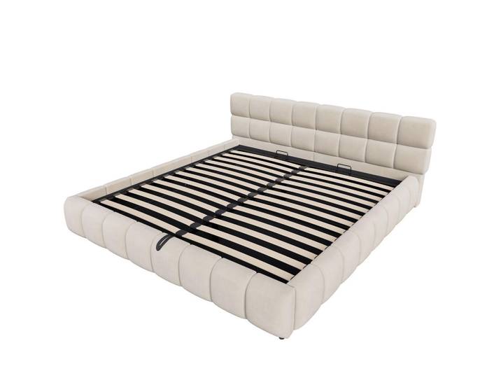 Oxeza Polsterbett 180/200 cm Beige mit hydraulischer Staufunktion, Mode, Rechteckig, 180x200 cm, Schlafzimmer, Betten, Polsterbetten