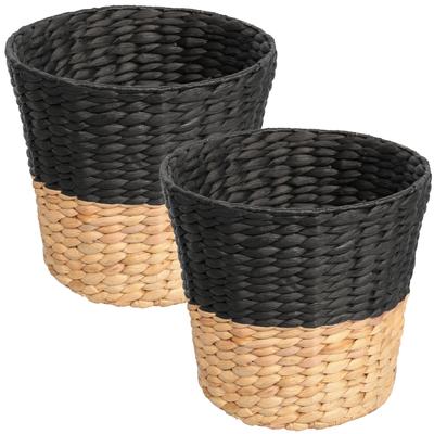 happimess Toby Two-Tone Handwoven Water Hyacinth 3.1-Gallon Tapered Round Wicker Watebasket (Set of 2)