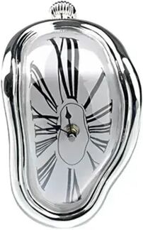 Daily Discovery Surreal Melting Wall Clock Dali Style Artistic Home Decor silver