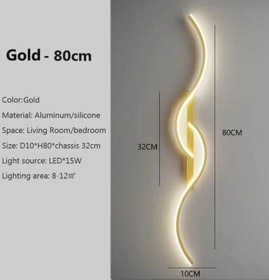 Uplift Treasures Smart LED Wall Lamp With Remote Control Adjustable Brightness wl625 Gold 80cm warm White no Rc