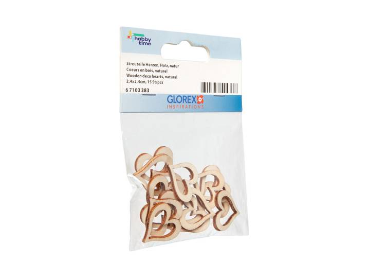 Glorex Herzen aus Holz Natur 2.4 × 2.4 × 0.3 cm 15 Stück