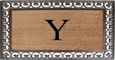 A1 Home Collections Rubber Coir Classic Paisley Border Monogrammed Welcome Entrance Doormat
