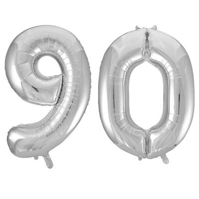 XL Folienballon silber Zahl 90