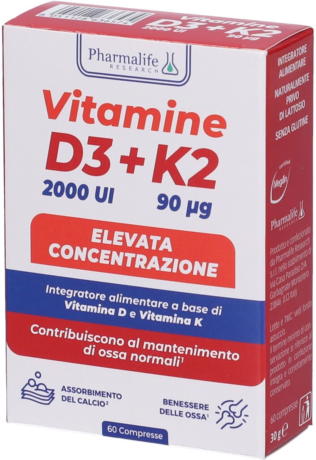 PHARMALIFE RESEARCH Srl Pharmalife Research, Vitamine D3+K2, 60 Compresse