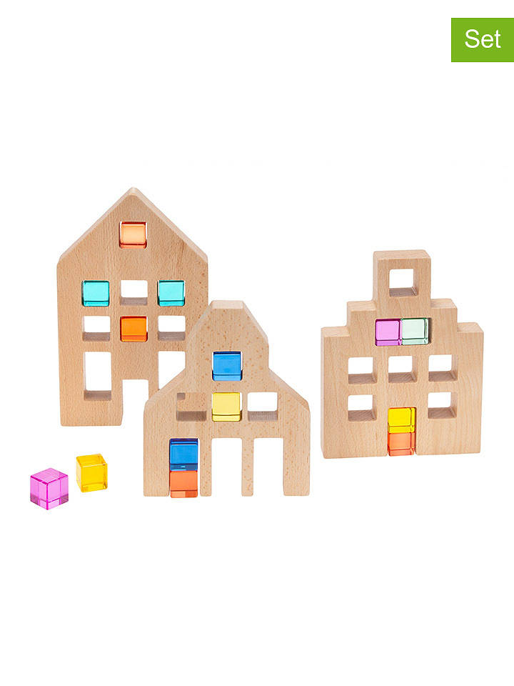 SUNNYSUE 3er-Set: Holz Häuser für Acryl Würfel - ab 3 Jahren - onesize