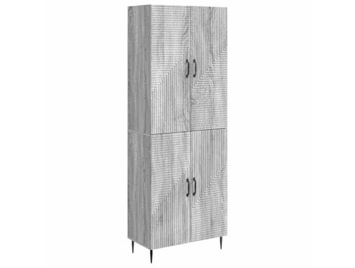 PUGYNBK Schrank-Set, 2 Stück, Sonoma, Grau, Ingenieurholz Multifunktional, USB-Anschlüsse, verstellbar, Verwendung im Innen- und Außenbereich, pflegeleicht