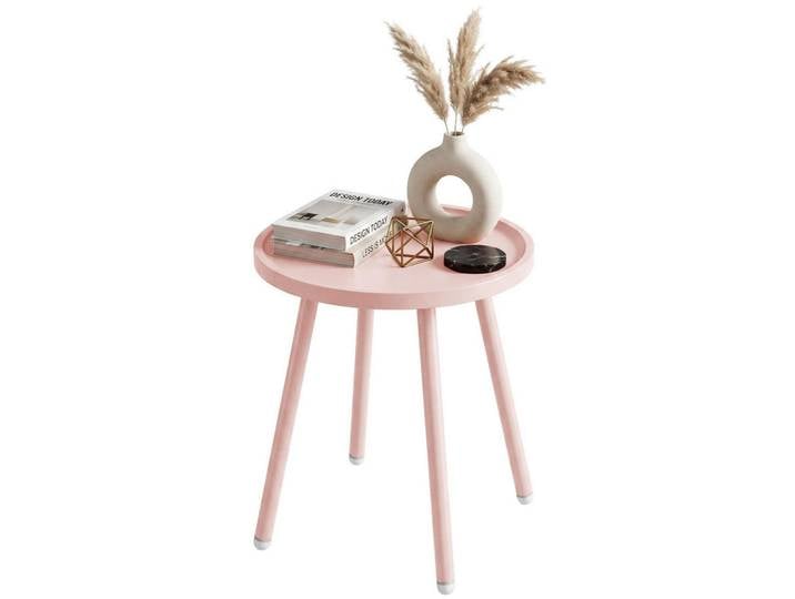 CLP Beistelltisch rund 40 cm Kunststoff Rosa, Metall, Rund, 40x45x40 cm, Wohnzimmer, Wohnzimmertische, Beistelltisch