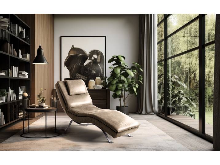 Relaxliege Kanan Beige Microfaser Priya Silber 65 x 65 x 171cm