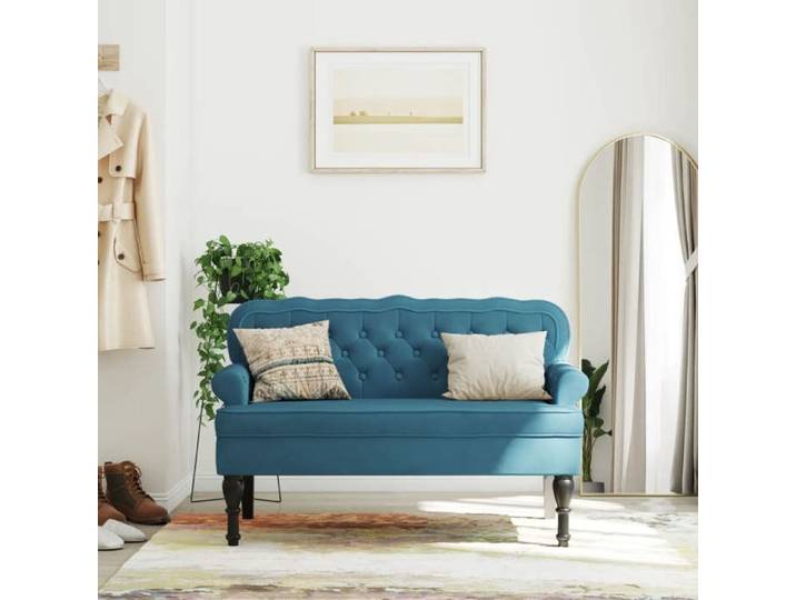 Economique Banc-Banquette - BONNIE - avec dossier bleu 119 5x64 5x75 cm velours EUXT 187991