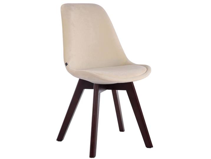 CLP Stuhl Samt Creme, Holz, 48x84x55 cm, Esszimmer, Stuhl