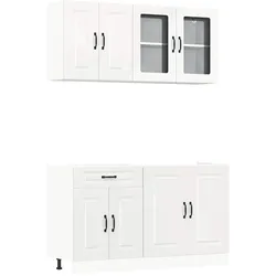 vidaXL 4-tlg. Küchenschrank-Set Kalmar Hochglanz-Weiß Holzwerkstoff