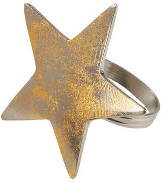 Saro Lifestyle Textured Gold Star Dinner Napkin Rings (Set of 4)