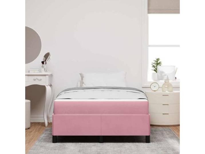 KTHLBRH Einzelbett mit Matratze, Rosa, 120 x 190 cm Minimalistisches Design, weich gepolsterter Stoff, robuster Rahmen, geeignet für moderne Räume