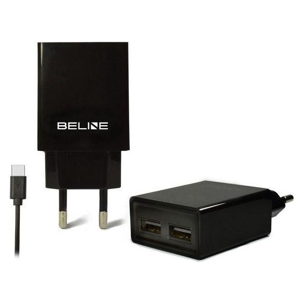 Beline Ład. siec. 2xUSB + USB-C 2A czarna/black (3 Ports) (Beli0010)