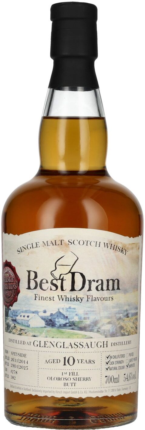 Whisky Druid - Best Dram Best Dram 10 Years Old Glenglassaugh 1st Fill Oloroso Sherry Butt Single Malt #278 2014 54,6% Vol. 0,7l