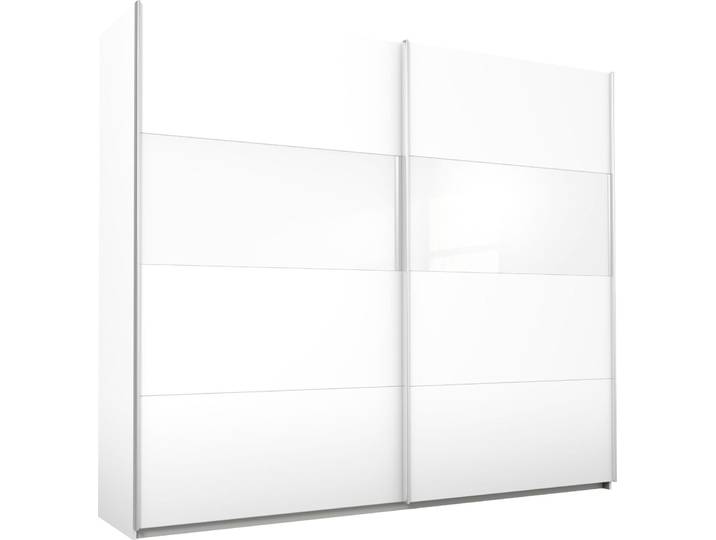 Schwebetürenschrank RAUCH Quadra Schrank Schlafzimmerschrank in vielen Breiten , weiss (weiß, weißglas), B:271cm H:230cm T:62cm, Holzwerkstoff, Schränke, Schwebetürenschrank, Kleiderschrank Garderobenschrank mit Glaselementen