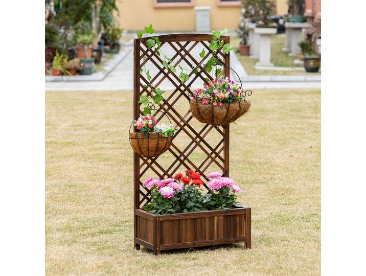 Outsunny Jardinière Treillis Bois 60x30x122cm