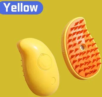 Uplifted Trends Cat Dog Pet Spray Massage Brush One Button Steam Spray Rotatable Floating Hair Bath And Hair Removal Comb yellow Mango