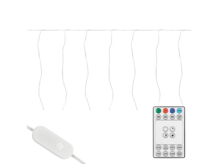 ECD-Germany LED Lichtervorhang 600 cm Warmweiß, Weiß, Kunststoff, Freiform, 1100 cm, Dekoration, Weihnachtsdekoration, Dekoblumen
