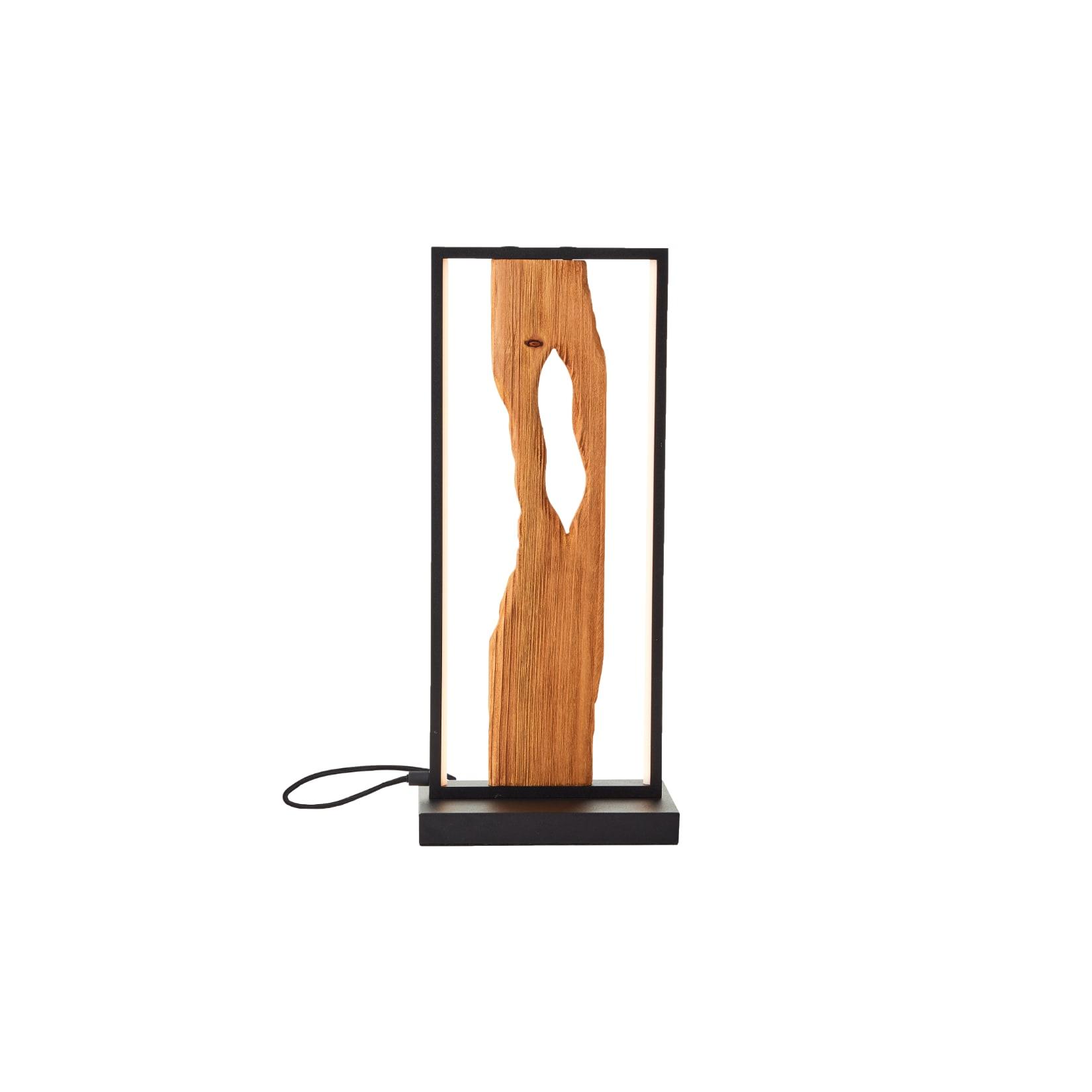 Brilliant LED Tischleuchte 50cm Brilliant Tischlampe LED Tischlampe schwarz/holz , Aluminium/Metall/Holz , Dekolampe Holz mit Kabel , Deko Tischlampe , Modern Lamp , Wood Desk Lamp , 1x LED Integriert